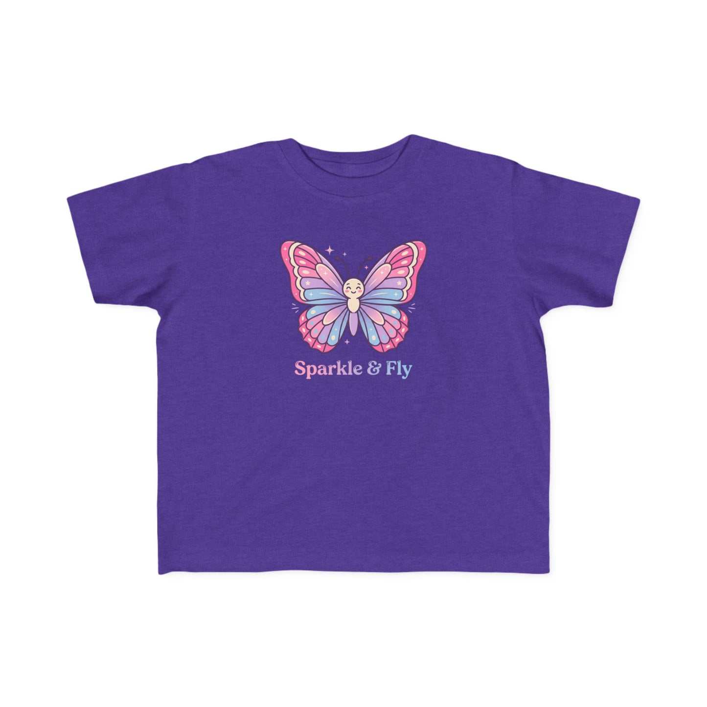 Sparkle & Fly Butterfly Toddler Tee | Pink Pastel Tricou Personalizat Copii Fluturaș Magic | 100% Bumbac Premium | Tricou Fetițe 2–6 Ani | Moale și Confortabil
