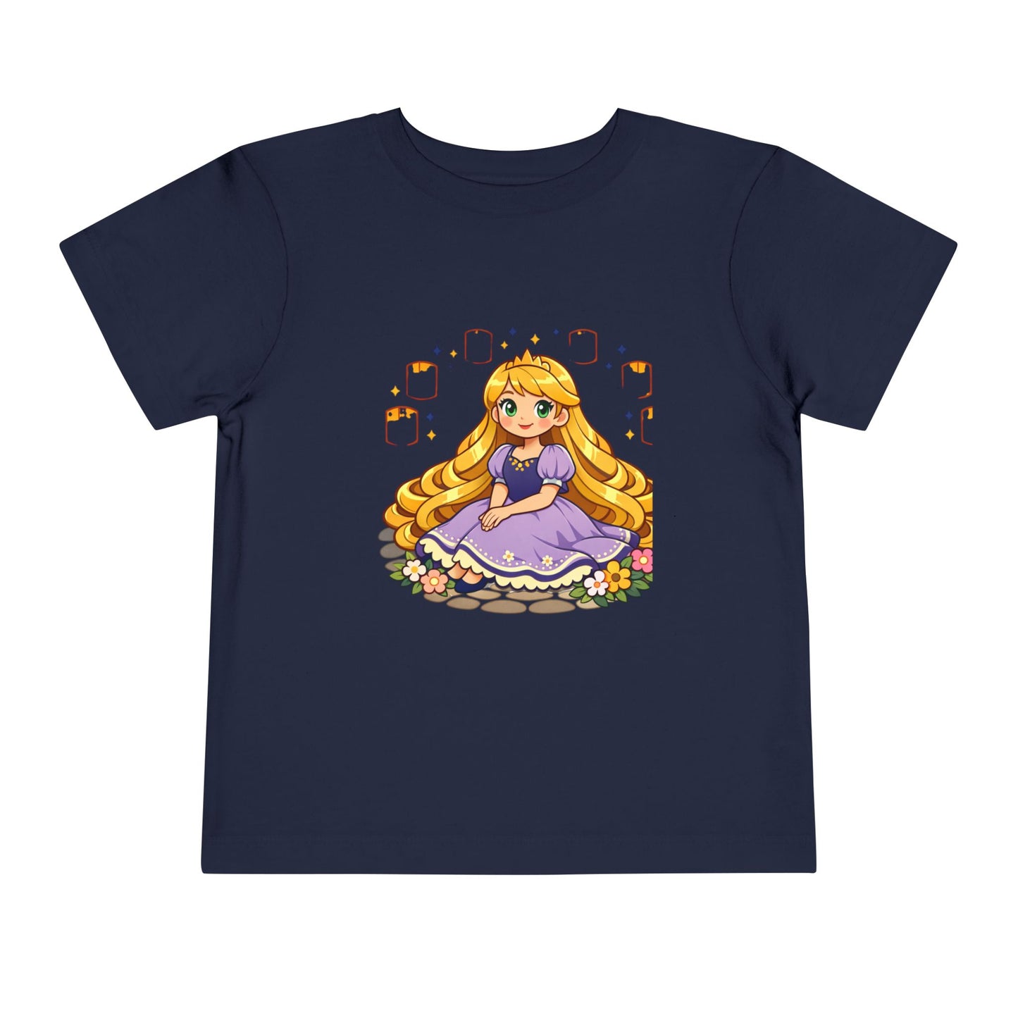 Long-Haired Princess Sitting Tee | Cute Fairy Tale Toddler ShirtTricou Personalizat Fetițe Prințesă cu Păr Blond | 100% Bumbac Premium Bella Canvas® 2T–5T