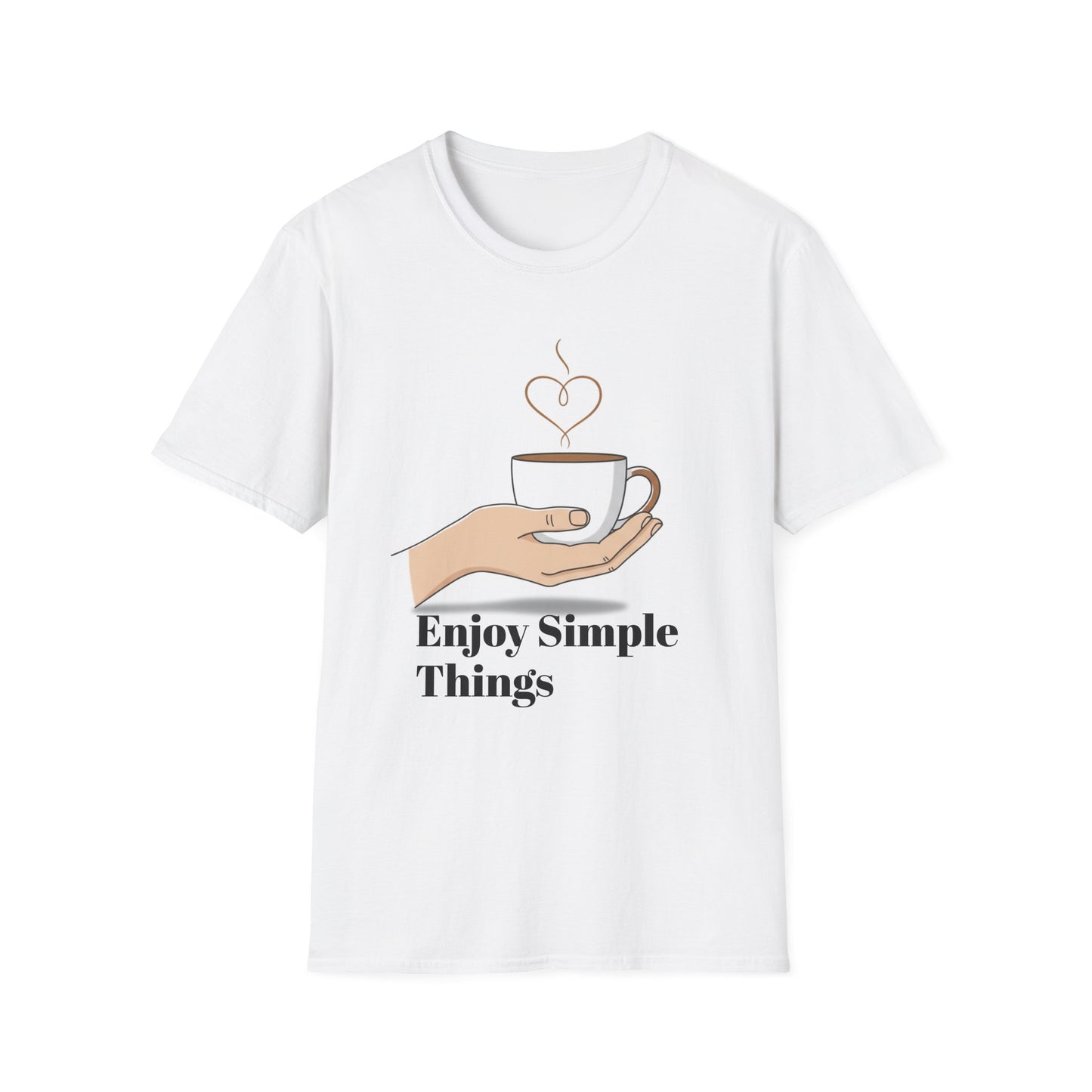 Enjoy Simple Things Coffee Cup T-Shirt | Minimalist Hand Illustration