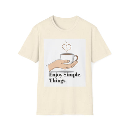 Enjoy Simple Things Coffee Cup T-Shirt | Minimalist Hand Illustration