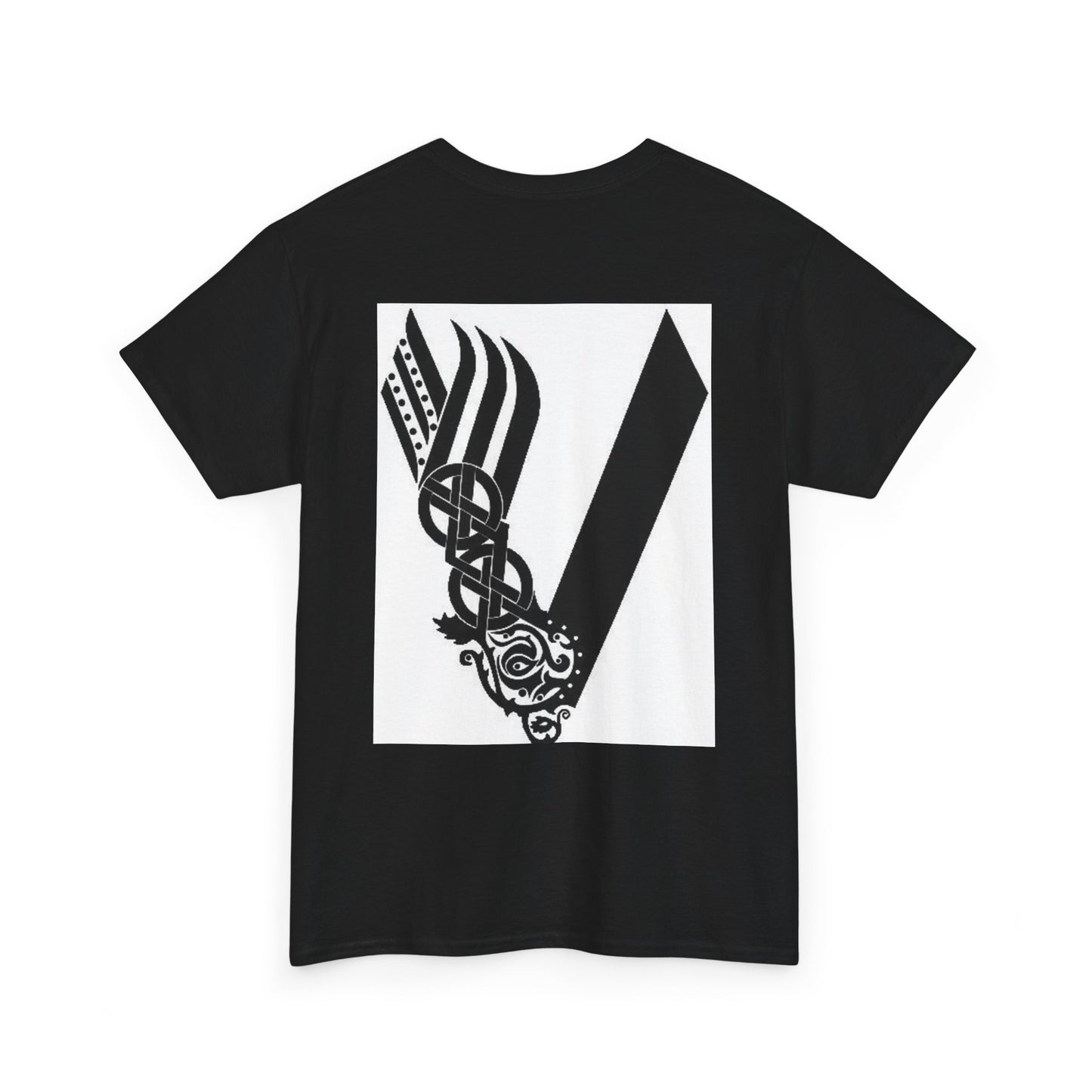 Valknut Viking Axe and Sword T-Shirt | Norse Rune Knotback Tee