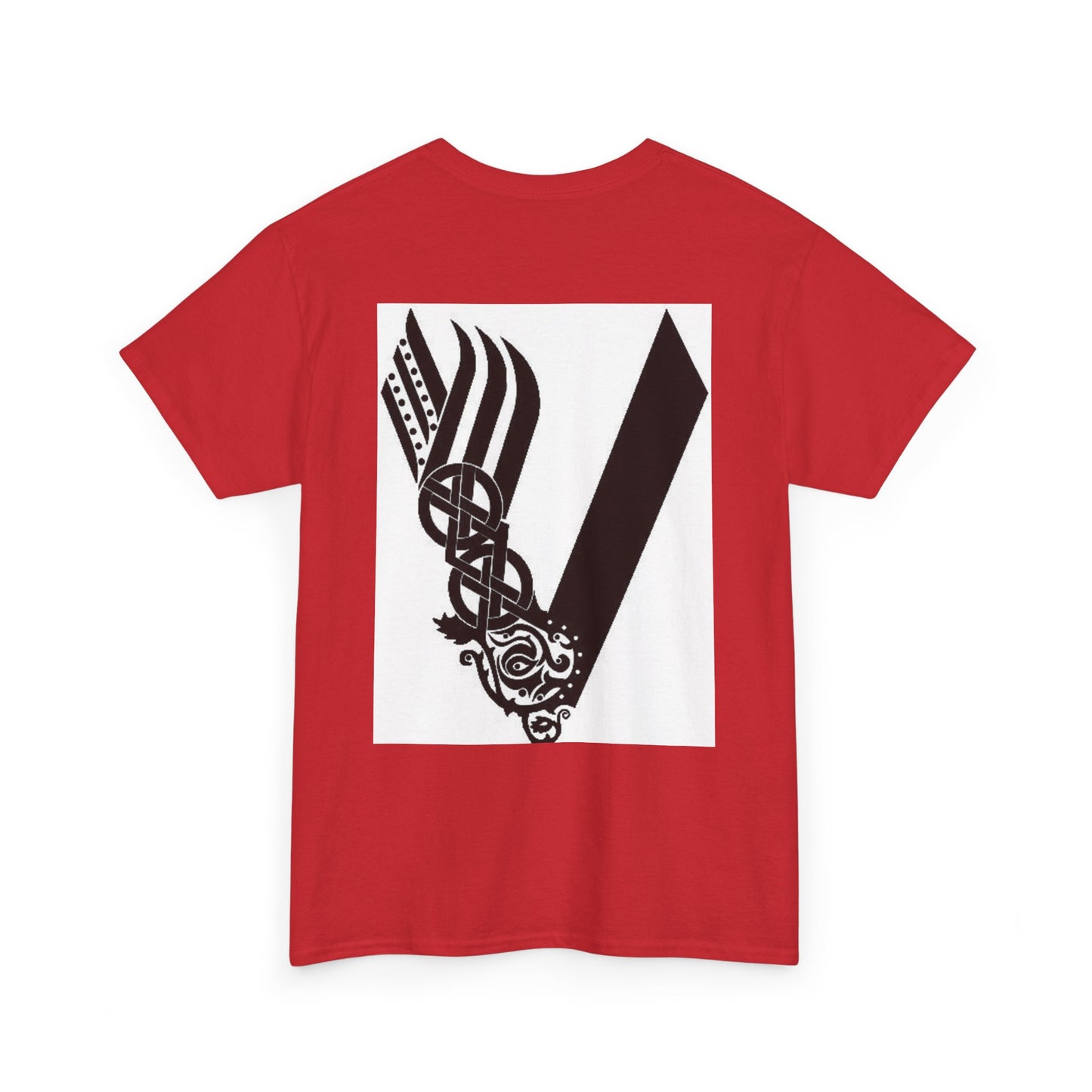 Valknut Viking Axe and Sword T-Shirt | Norse Rune Knotback Tee