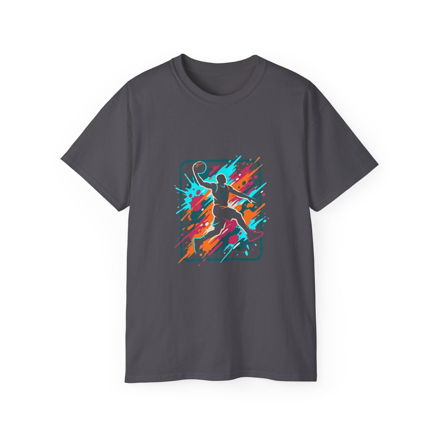 Abstract Basketball Player Tee | Colorful Silhouette Court Art