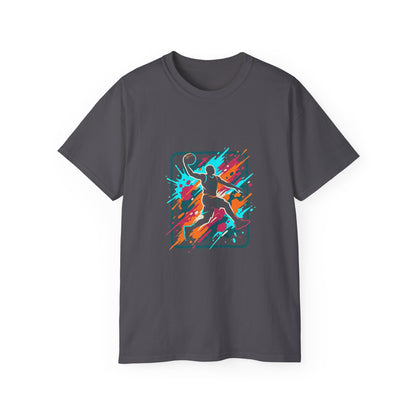 Abstract Basketball Player Tee | Colorful Silhouette Court Art
