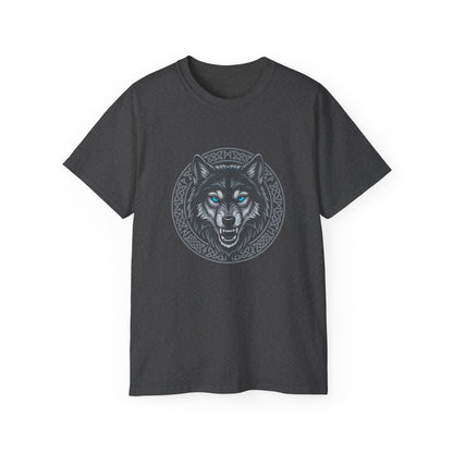 Tricou Lup Unisex Gildan 2000 – Wolf Design Shirt, Nordic Style Tee, Tricou Masculin Puternic, Cadou pentru Iubitori de Lupi