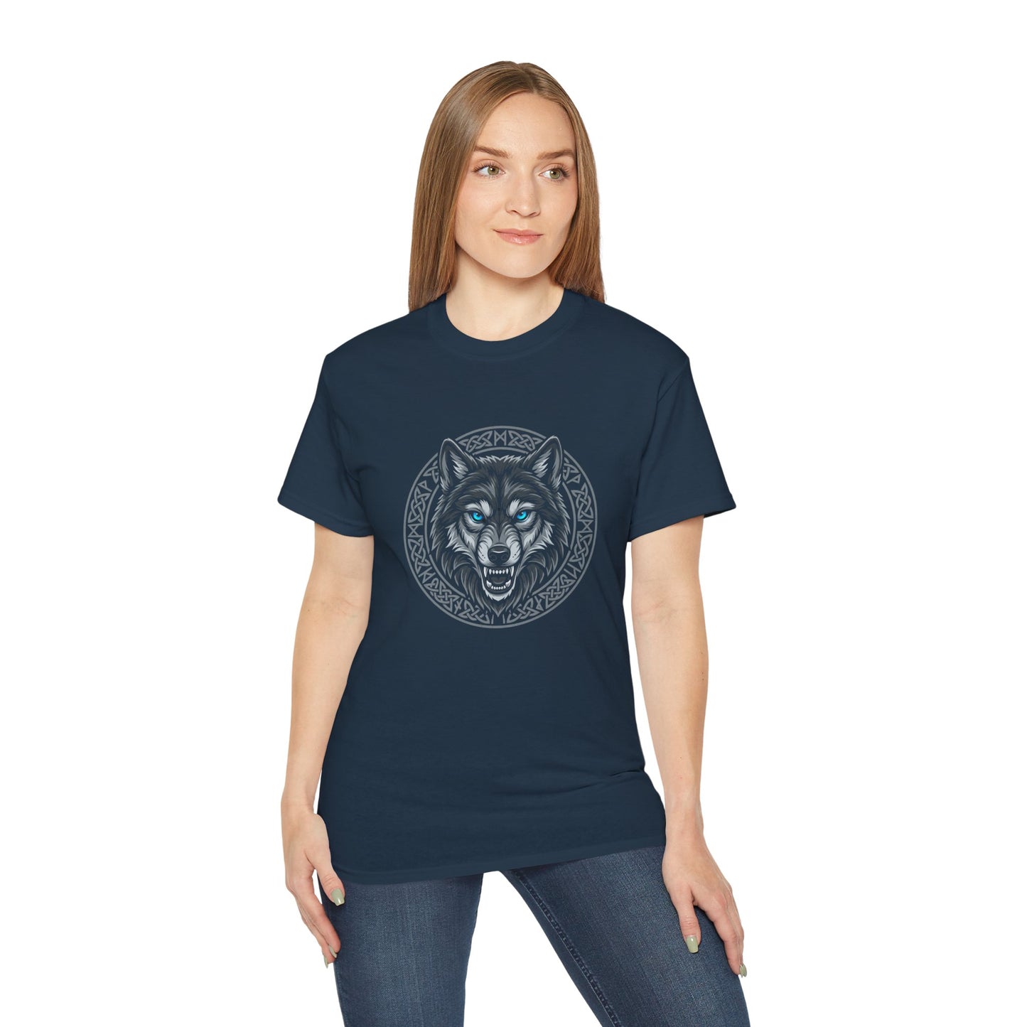 Tricou Lup Unisex Gildan 2000 – Wolf Design Shirt, Nordic Style Tee, Tricou Masculin Puternic, Cadou pentru Iubitori de Lupi