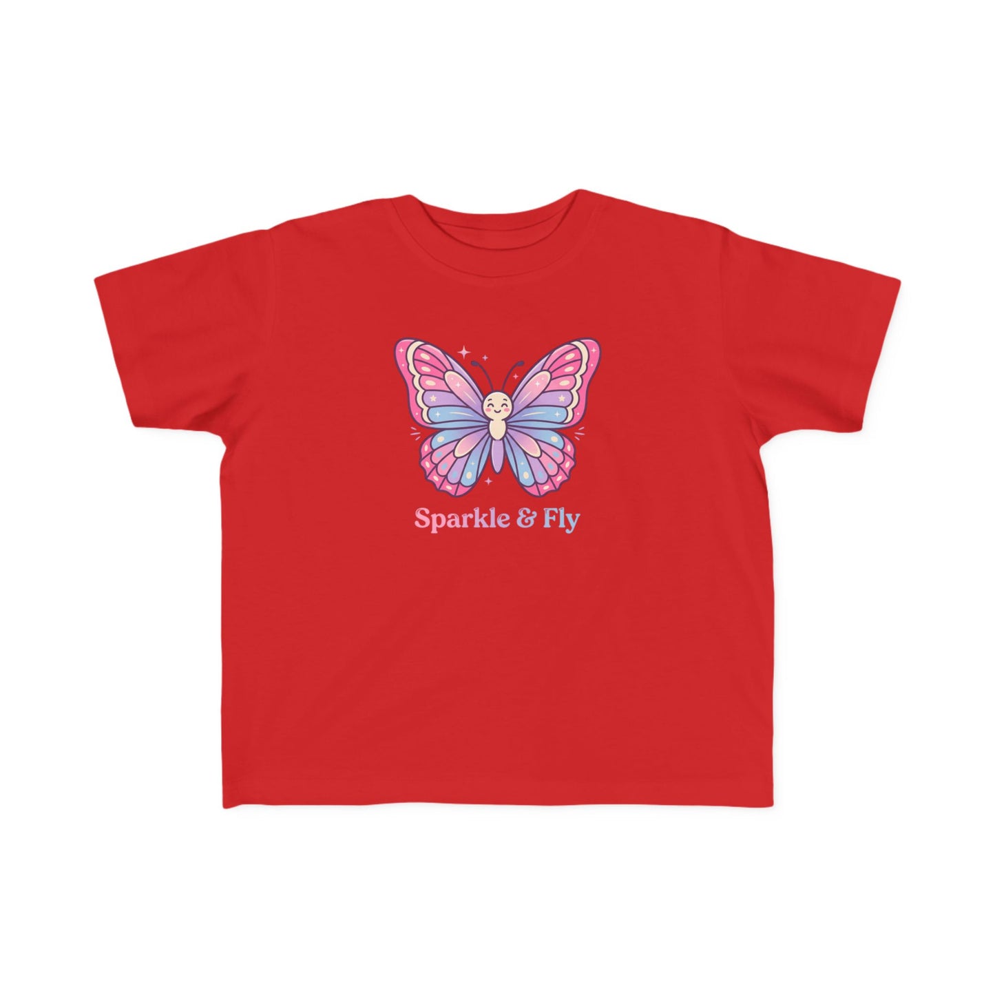 Sparkle & Fly Butterfly Toddler Tee | Pink Pastel Tricou Personalizat Copii Fluturaș Magic | 100% Bumbac Premium | Tricou Fetițe 2–6 Ani | Moale și Confortabil