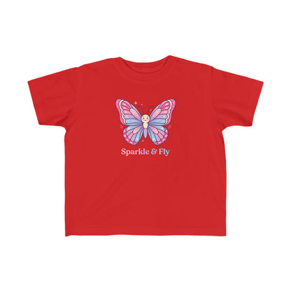 Sparkle & Fly Butterfly Toddler Tee | Pink Pastel Tricou Personalizat Copii Fluturaș Magic | 100% Bumbac Premium | Tricou Fetițe 2–6 Ani | Moale și Confortabil