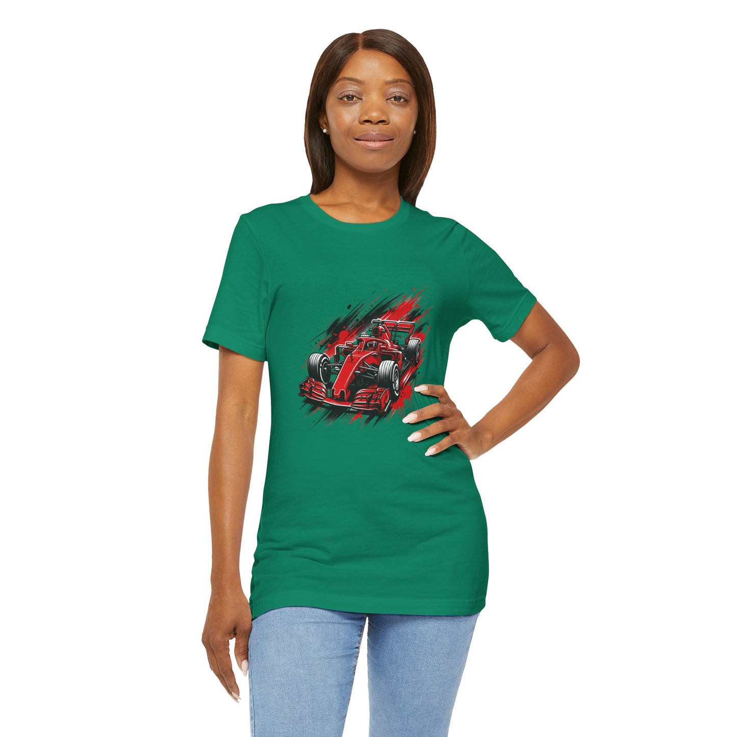 Red Racing Formula Car tee | Race Car T-Tricou Personalizat Formula Racing Red Storm | Bella Canvas® 3001 100% Bumbac Premium Unisex