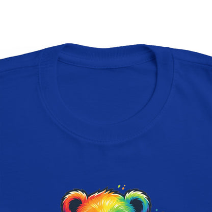 Rainbow Watercolor Teddy Bear Toddler Tee | Cute Kids Tricou Personalizat Copii Ursuleț Colorat | 100% Bumbac Premium | Tricou Băieți 2–6 Ani | Print Expresiv