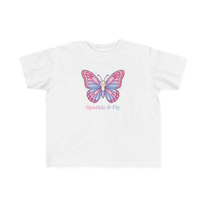 Sparkle & Fly Butterfly Toddler Tee | Pink Pastel Tricou Personalizat Copii Fluturaș Magic | 100% Bumbac Premium | Tricou Fetițe 2–6 Ani | Moale și Confortabil
