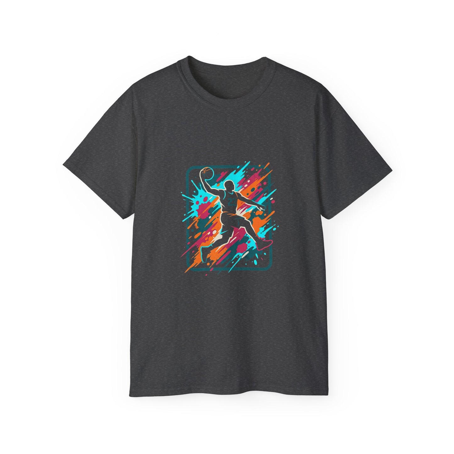 Abstract Basketball Player Tee | Colorful Silhouette Court Art
