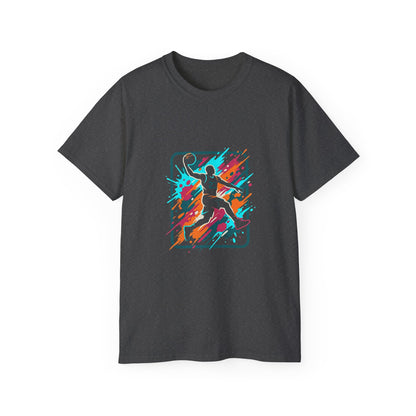 Abstract Basketball Player Tee | Colorful Silhouette Court Art