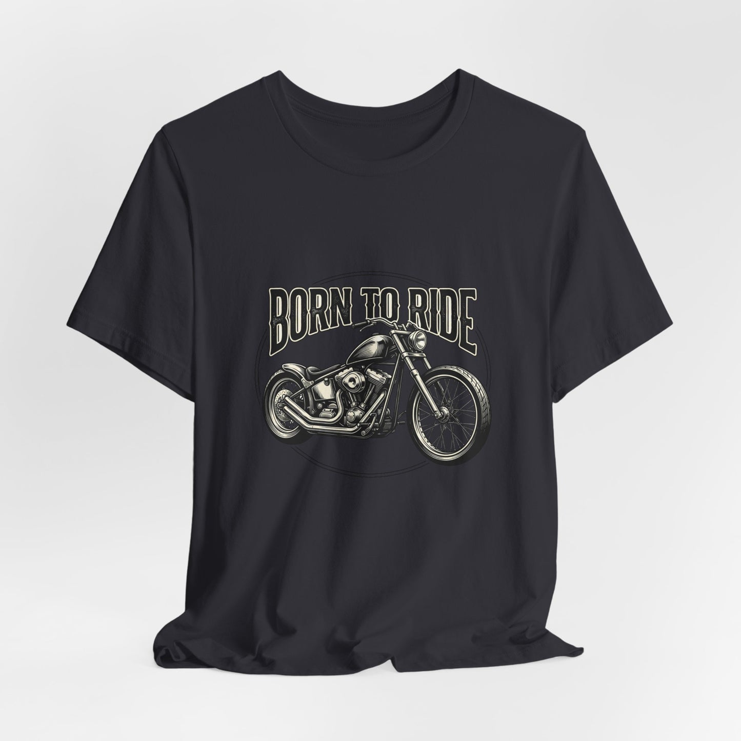 Born to Ride Motorcycle Tee | Vintage Chopper Graphic T-Tricou Personalizat Bella Canvas 3001 Unisex – 100% Bumbac Premium, Tricou Modern pentru Femei și Bărbați