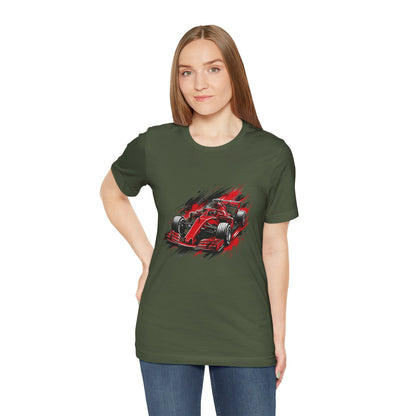 Red Racing Formula Car tee | Race Car T-Tricou Personalizat Formula Racing Red Storm | Bella Canvas® 3001 100% Bumbac Premium Unisex