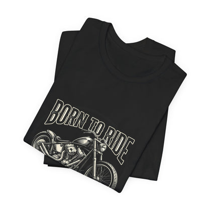 Born to Ride Motorcycle Tee | Vintage Chopper Graphic T-Tricou Personalizat Bella Canvas 3001 Unisex – 100% Bumbac Premium, Tricou Modern pentru Femei și Bărbați