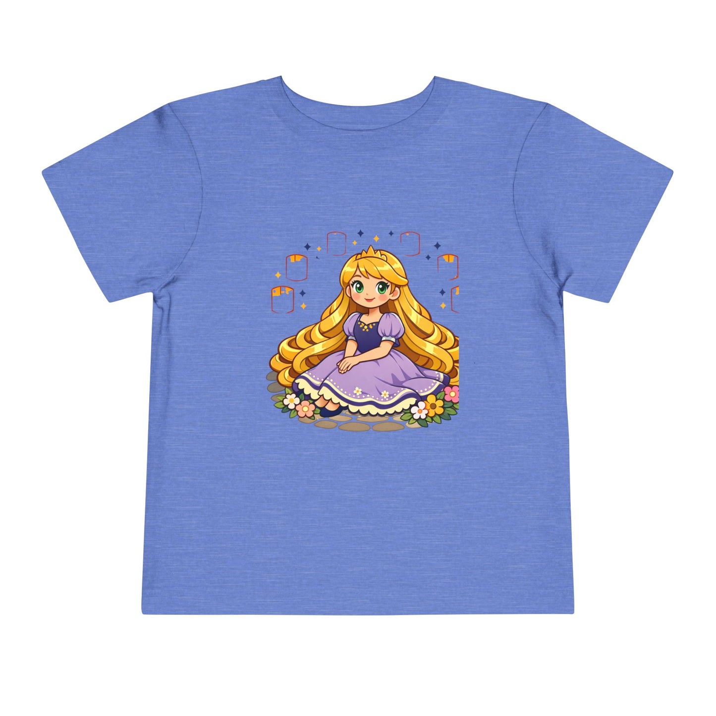 Long-Haired Princess Sitting Tee | Cute Fairy Tale Toddler ShirtTricou Personalizat Fetițe Prințesă cu Păr Blond | 100% Bumbac Premium Bella Canvas® 2T–5T