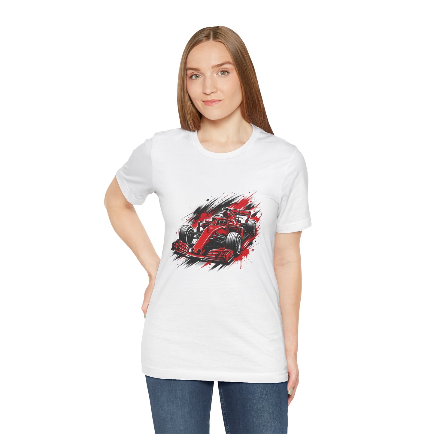 Red Racing Formula Car tee | Race Car T-Tricou Personalizat Formula Racing Red Storm | Bella Canvas® 3001 100% Bumbac Premium Unisex