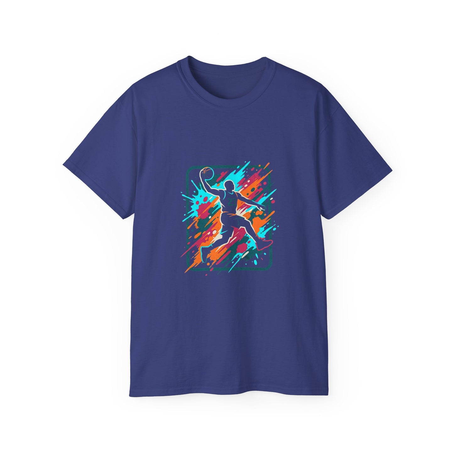Abstract Basketball Player Tee | Colorful Silhouette Court Art