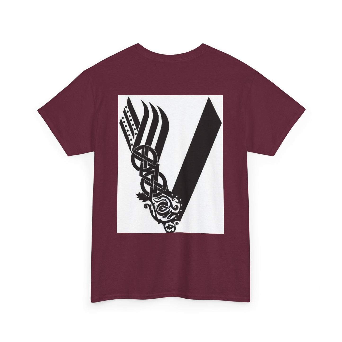 Valknut Viking Axe and Sword T-Shirt | Norse Rune Knotback Tee