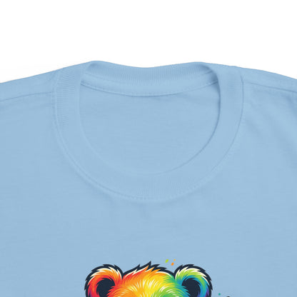 Rainbow Watercolor Teddy Bear Toddler Tee | Cute Kids Tricou Personalizat Copii Ursuleț Colorat | 100% Bumbac Premium | Tricou Băieți 2–6 Ani | Print Expresiv