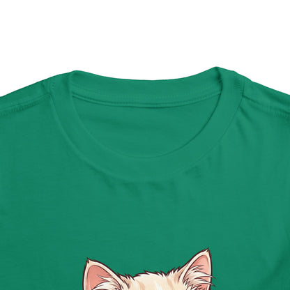 Cute Cat with Glasses and Bubblegum Toddler Tee | Pink Bow Cat Tricou Personalizat pentru Fetițe cu Pisicuță Roz Fashion | 100% Bumbac Premium pentru Copii