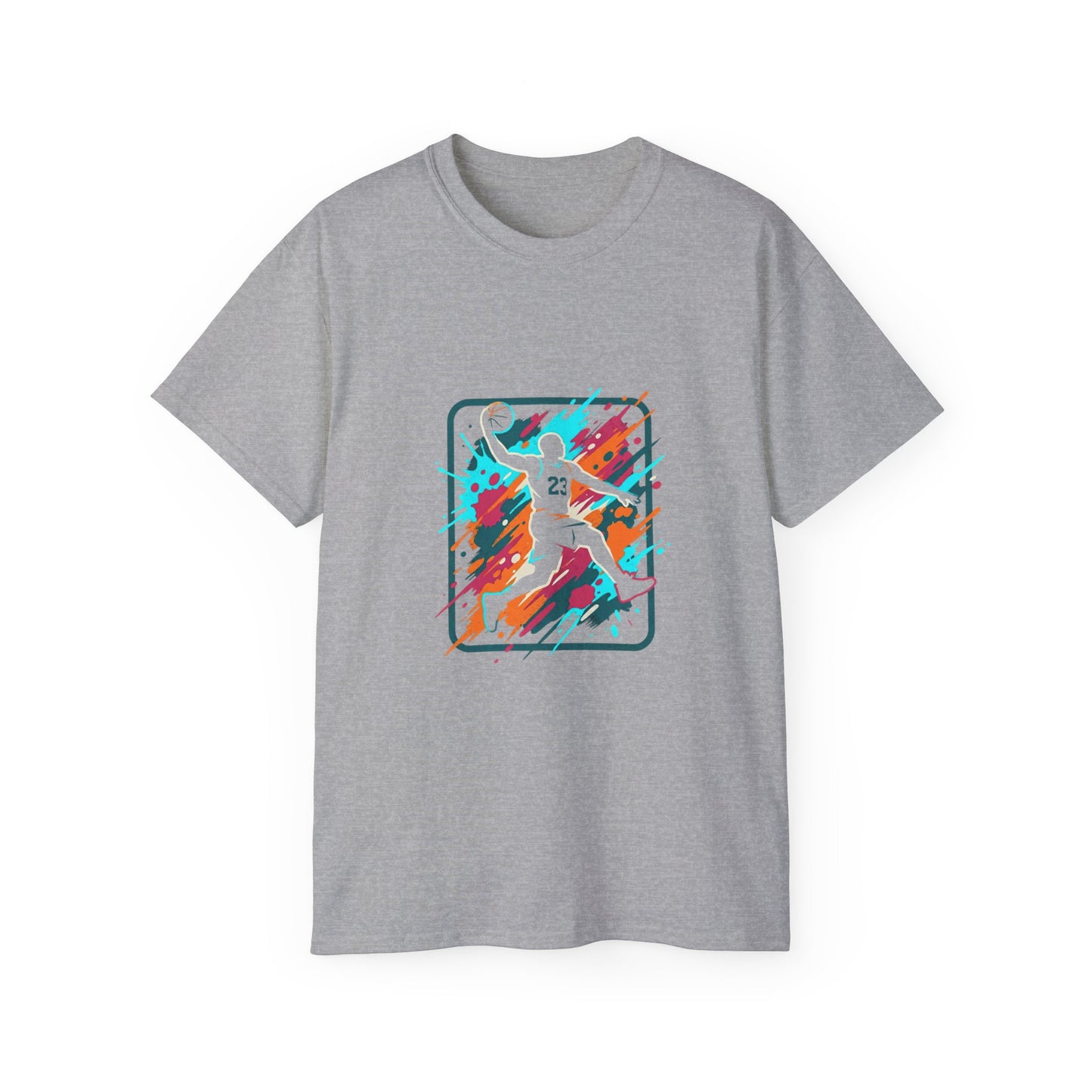 Abstract Basketball Player Tee | Colorful Silhouette Court Art
