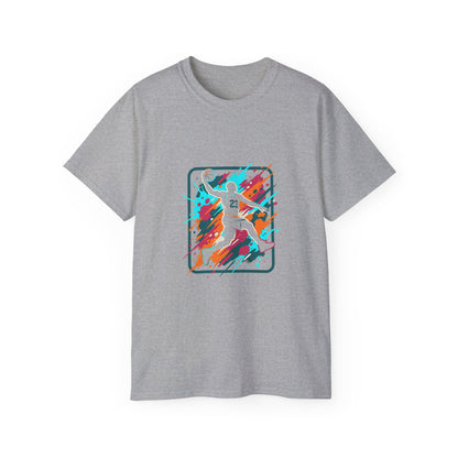 Abstract Basketball Player Tee | Colorful Silhouette Court Art