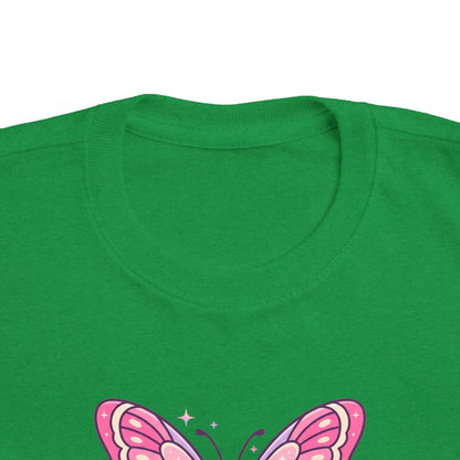 Sparkle & Fly Butterfly Toddler Tee | Pink Pastel Tricou Personalizat Copii Fluturaș Magic | 100% Bumbac Premium | Tricou Fetițe 2–6 Ani | Moale și Confortabil