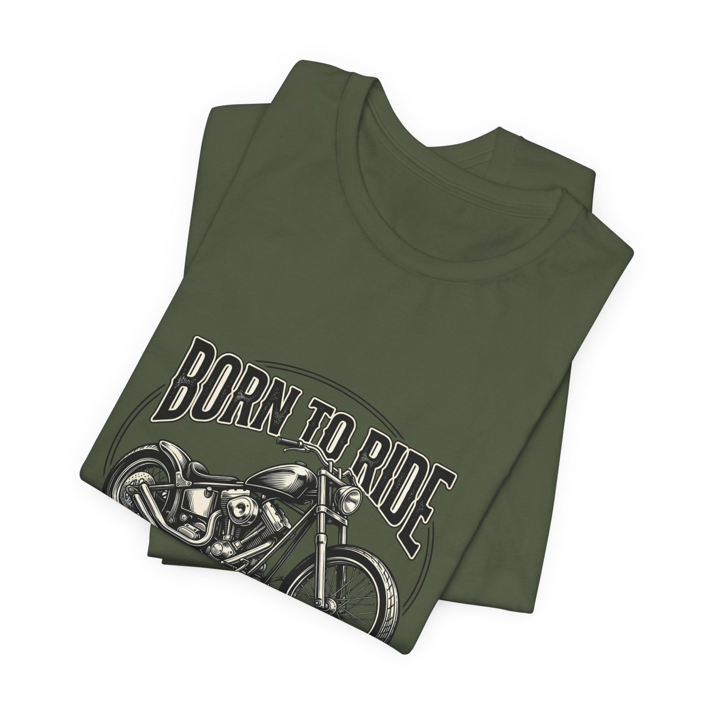 Born to Ride Motorcycle Tee | Vintage Chopper Graphic T-Tricou Personalizat Bella Canvas 3001 Unisex – 100% Bumbac Premium, Tricou Modern pentru Femei și Bărbați