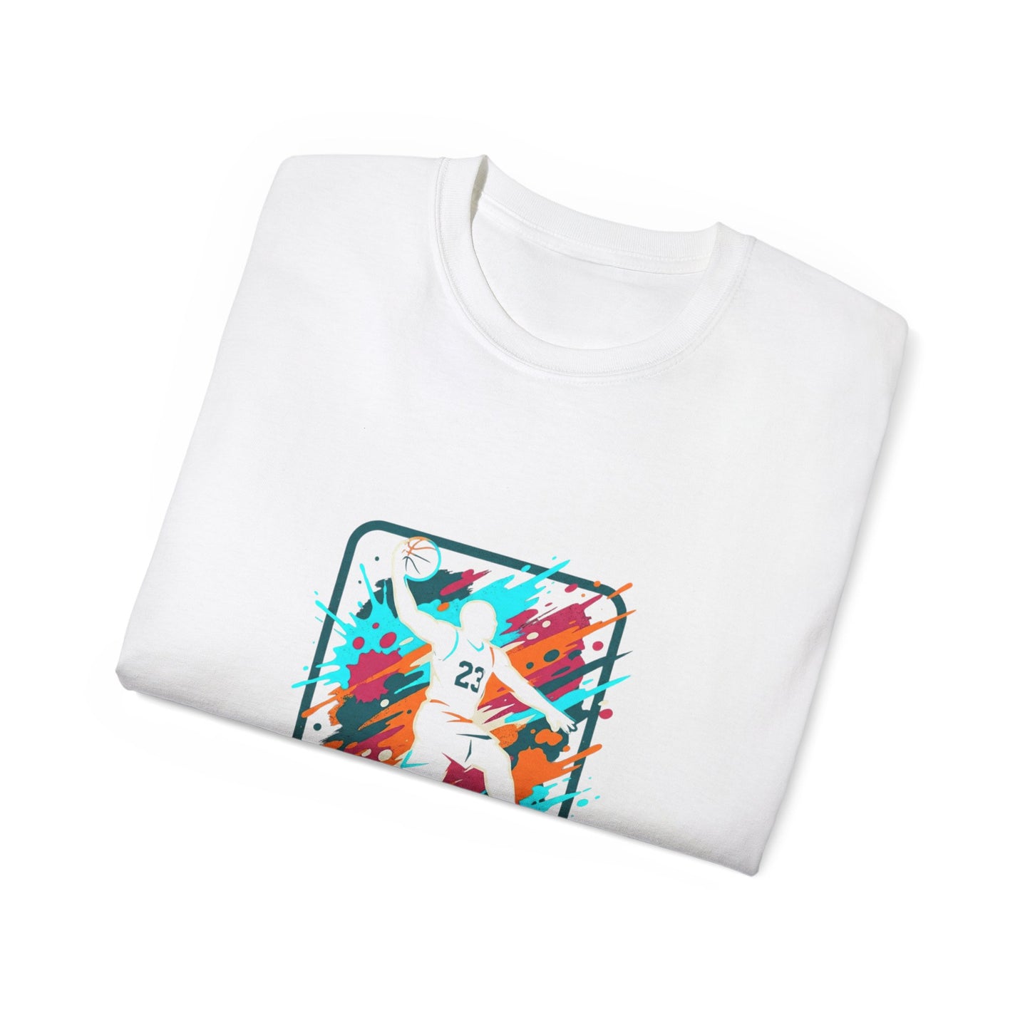Abstract Basketball Player Tee | Colorful Silhouette Court Art