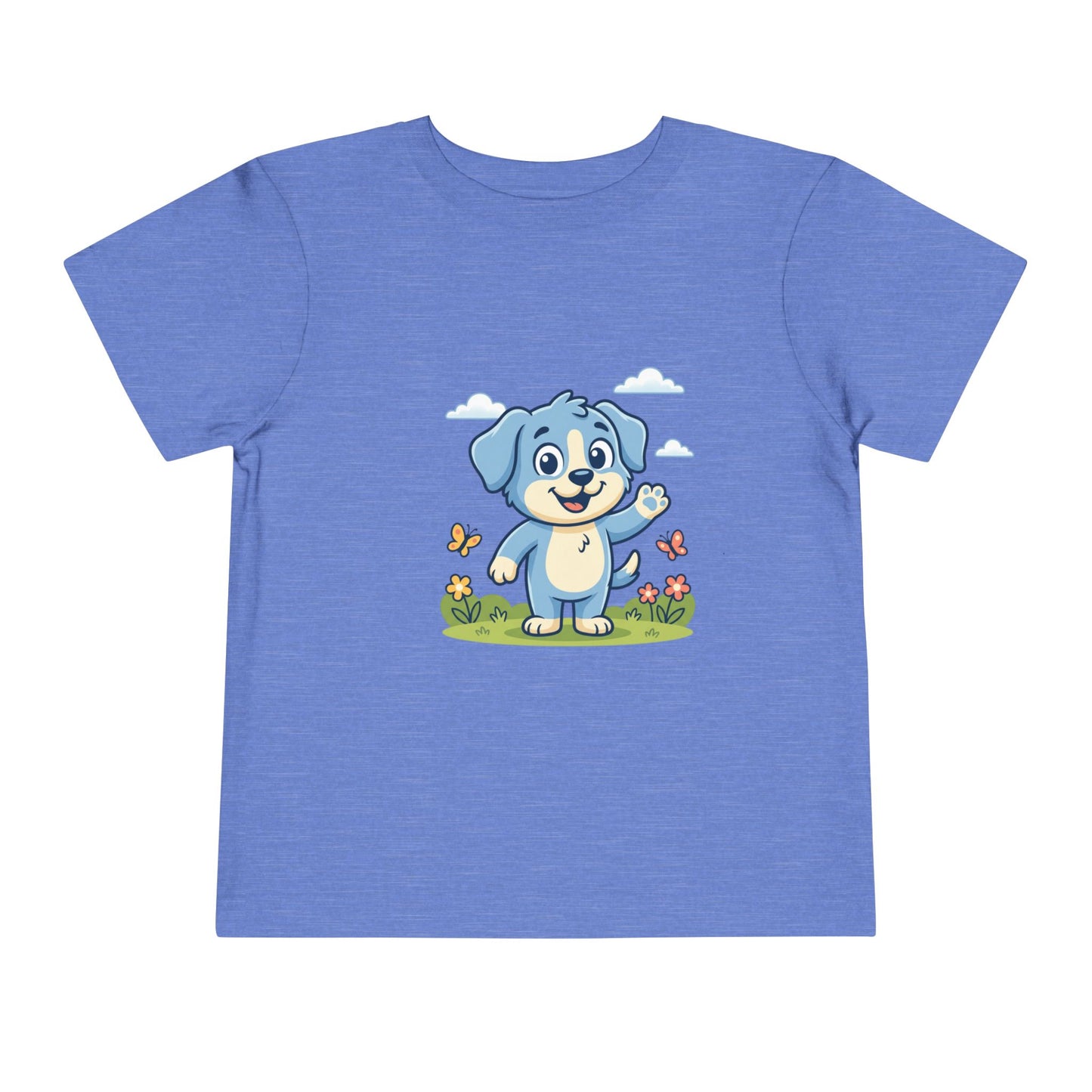 Blue Puppy Cartoon Toddler Tee | Cute Dog IllustrationTricou Personalizat Copii Bella Canvas® – 100% Bumbac Premium pentru Băieți și Fetițe 2T–5T | Tricou Personalizat Confortabil și Colorat