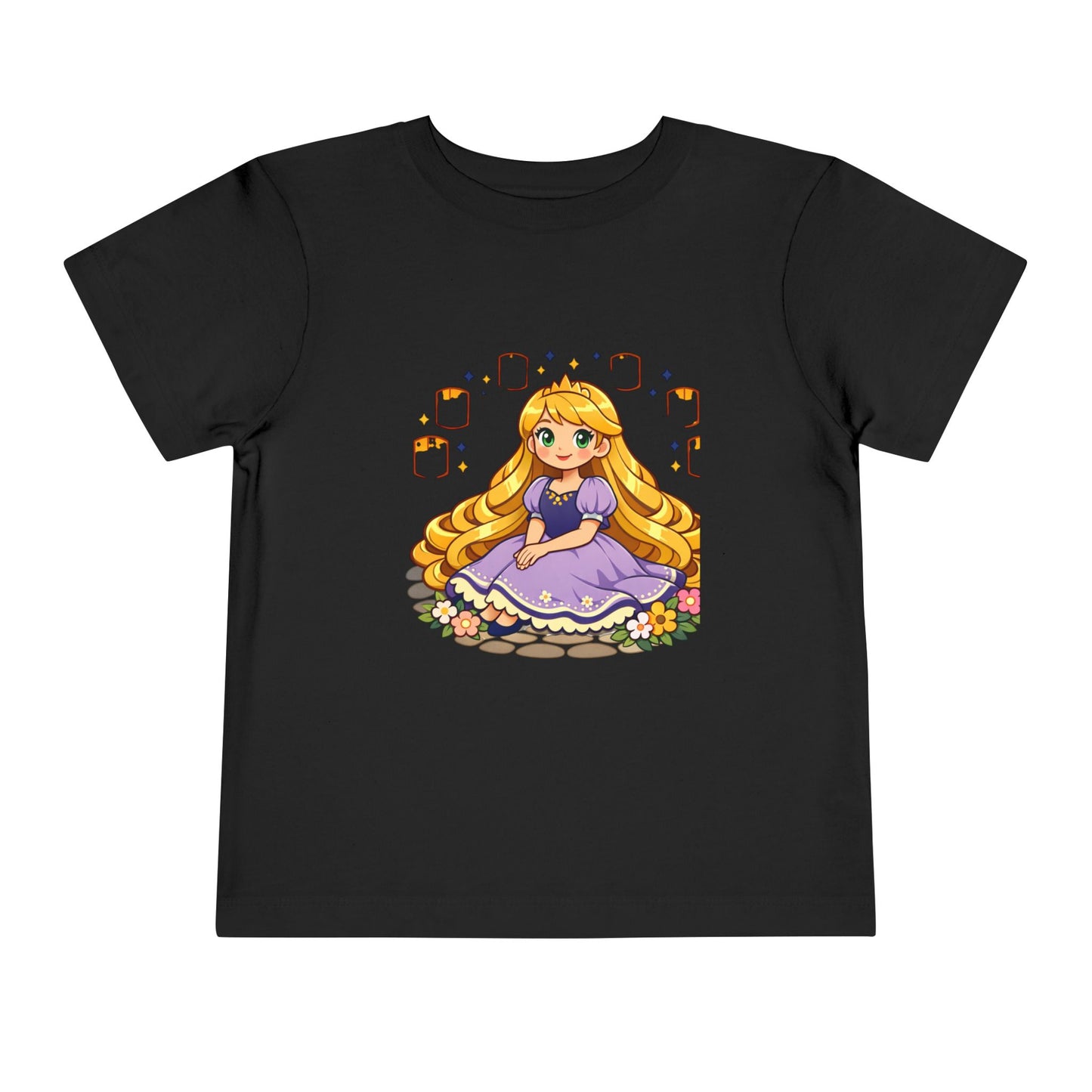 Long-Haired Princess Sitting Tee | Cute Fairy Tale Toddler ShirtTricou Personalizat Fetițe Prințesă cu Păr Blond | 100% Bumbac Premium Bella Canvas® 2T–5T