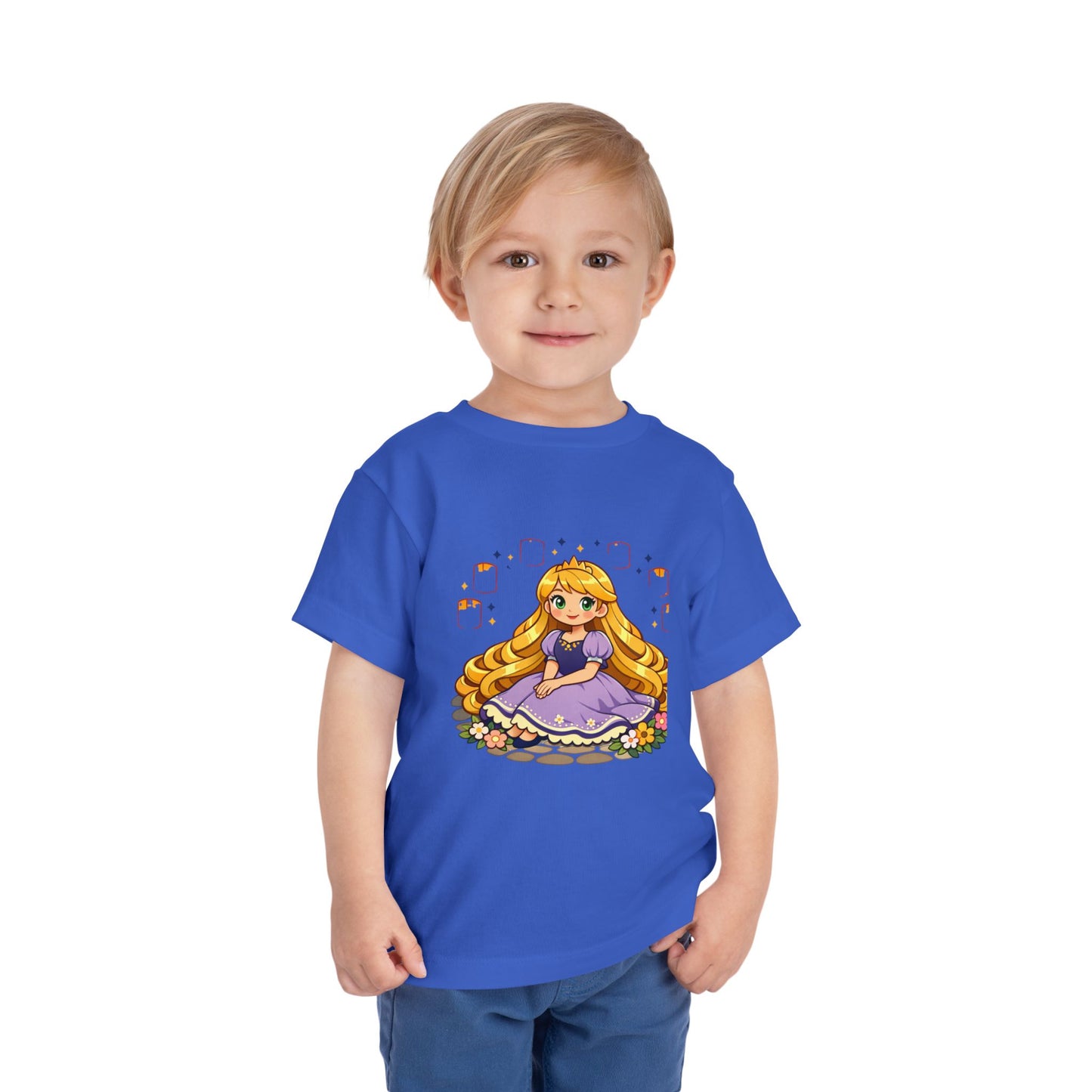 Long-Haired Princess Sitting Tee | Cute Fairy Tale Toddler ShirtTricou Personalizat Fetițe Prințesă cu Păr Blond | 100% Bumbac Premium Bella Canvas® 2T–5T