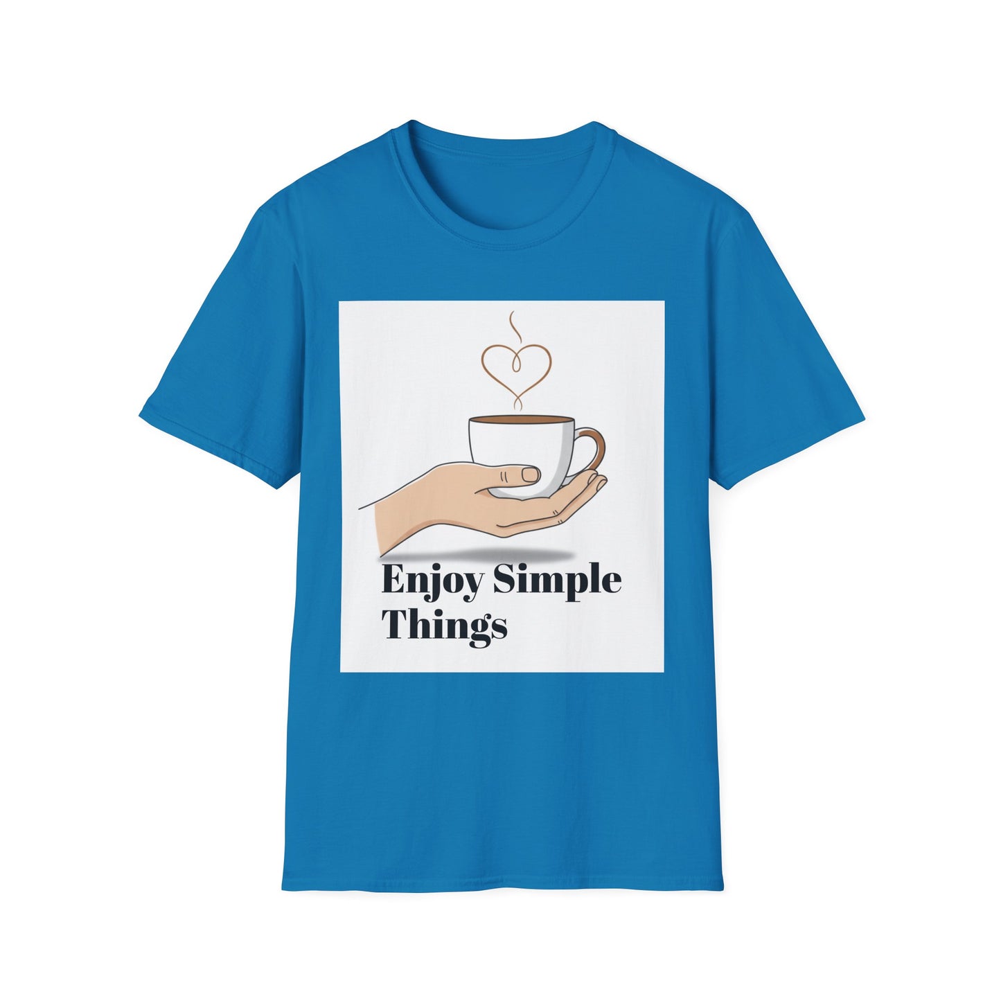 Enjoy Simple Things Coffee Cup T-Shirt | Minimalist Hand Illustration
