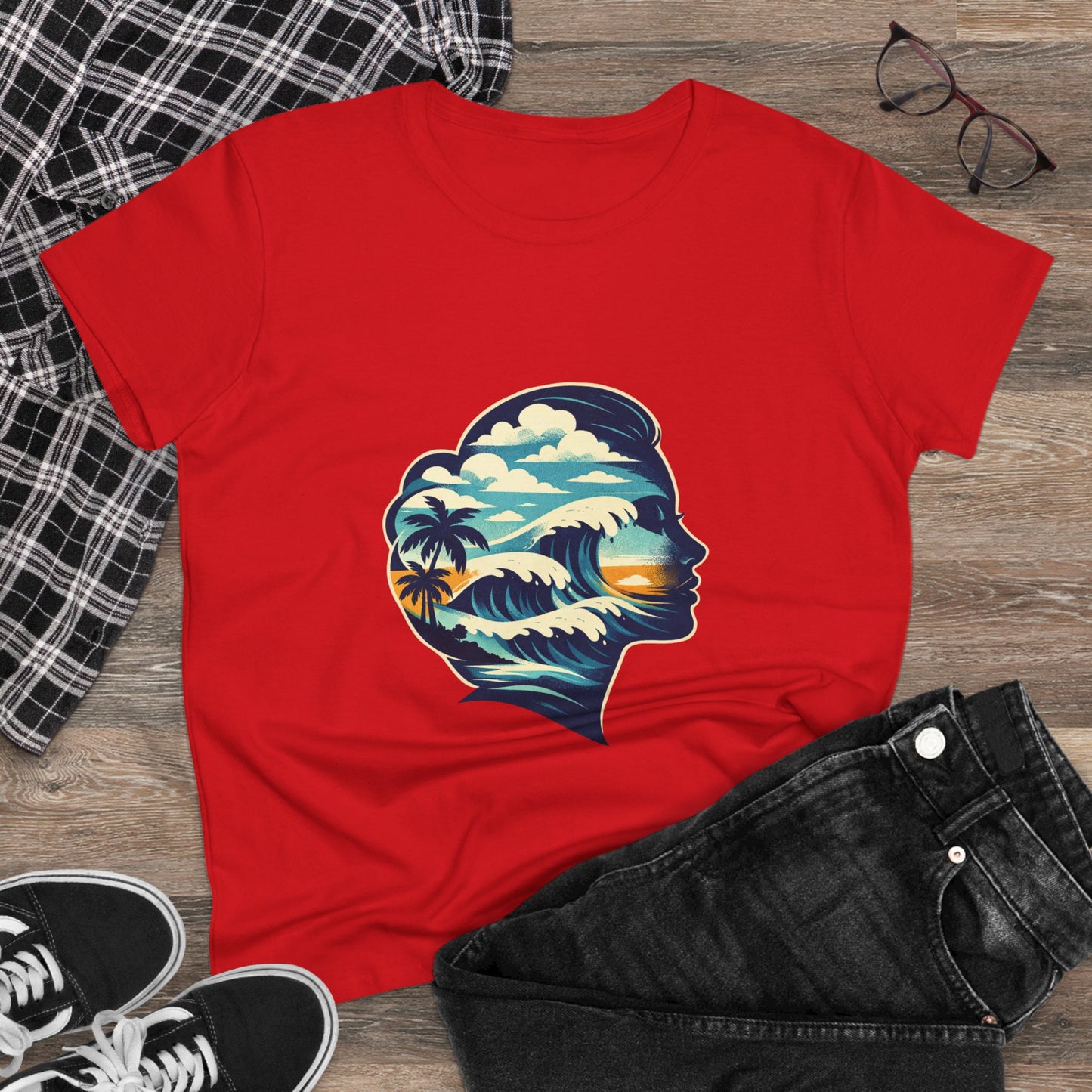 Tropical Surf Silhouette Tee | Sunset Palm Waves Beach SceneTricou Personalizat Premium 100% Bumbac – Confort, Durabilitate și Stil Modern