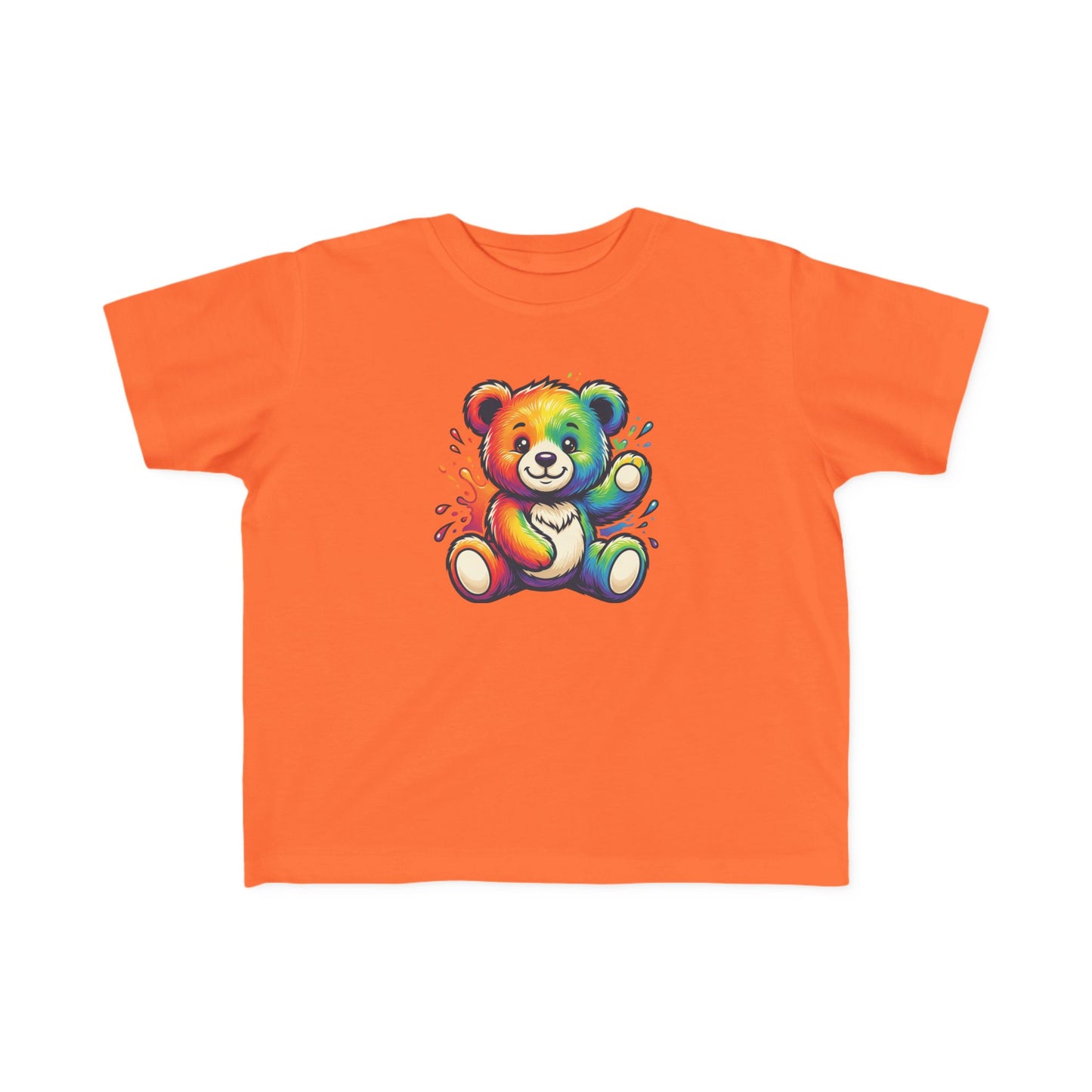 Rainbow Watercolor Teddy Bear Toddler Tee | Cute Kids Tricou Personalizat Copii Ursuleț Colorat | 100% Bumbac Premium | Tricou Băieți 2–6 Ani | Print Expresiv