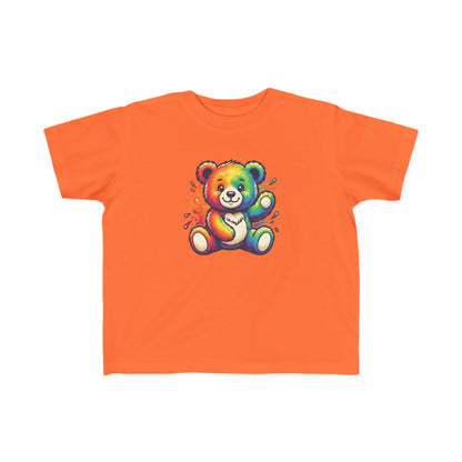 Rainbow Watercolor Teddy Bear Toddler Tee | Cute Kids Tricou Personalizat Copii Ursuleț Colorat | 100% Bumbac Premium | Tricou Băieți 2–6 Ani | Print Expresiv