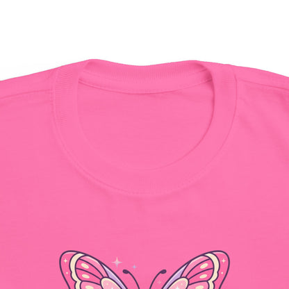 Sparkle & Fly Butterfly Toddler Tee | Pink Pastel Tricou Personalizat Copii Fluturaș Magic | 100% Bumbac Premium | Tricou Fetițe 2–6 Ani | Moale și Confortabil
