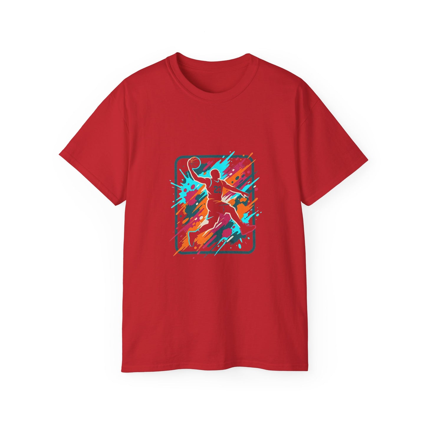 Abstract Basketball Player Tee | Colorful Silhouette Court Art