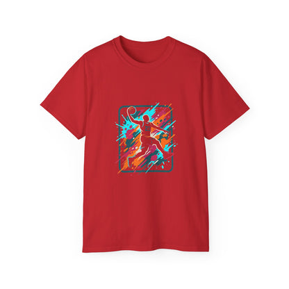 Abstract Basketball Player Tee | Colorful Silhouette Court Art