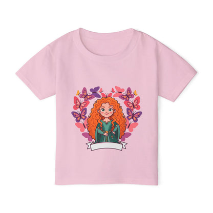 Redheaded Princess Illustration Toddler T-shirt | Floral Heart Tricou Copii Premium 100% Bumbac – Confortabil, Colorat & Perfect pentru Personalizare