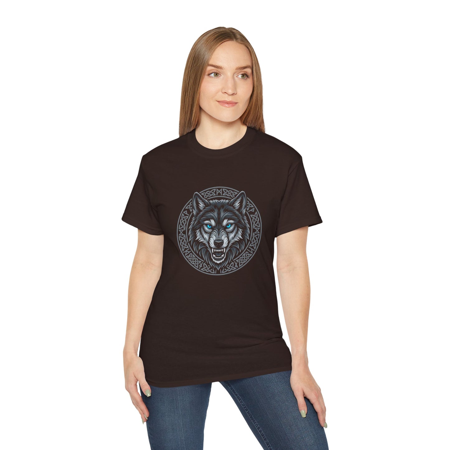 Tricou Lup Unisex Gildan 2000 – Wolf Design Shirt, Nordic Style Tee, Tricou Masculin Puternic, Cadou pentru Iubitori de Lupi