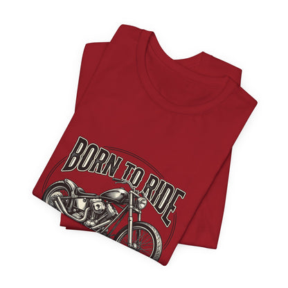 Born to Ride Motorcycle Tee | Vintage Chopper Graphic T-Tricou Personalizat Bella Canvas 3001 Unisex – 100% Bumbac Premium, Tricou Modern pentru Femei și Bărbați