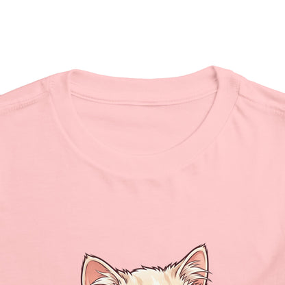 Cute Cat with Glasses and Bubblegum Toddler Tee | Pink Bow Cat Tricou Personalizat pentru Fetițe cu Pisicuță Roz Fashion | 100% Bumbac Premium pentru Copii