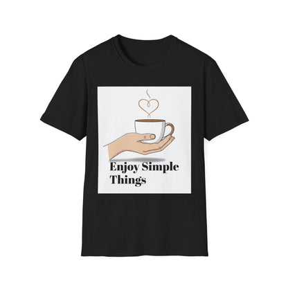 Enjoy Simple Things Coffee Cup T-Shirt | Minimalist Hand Illustration