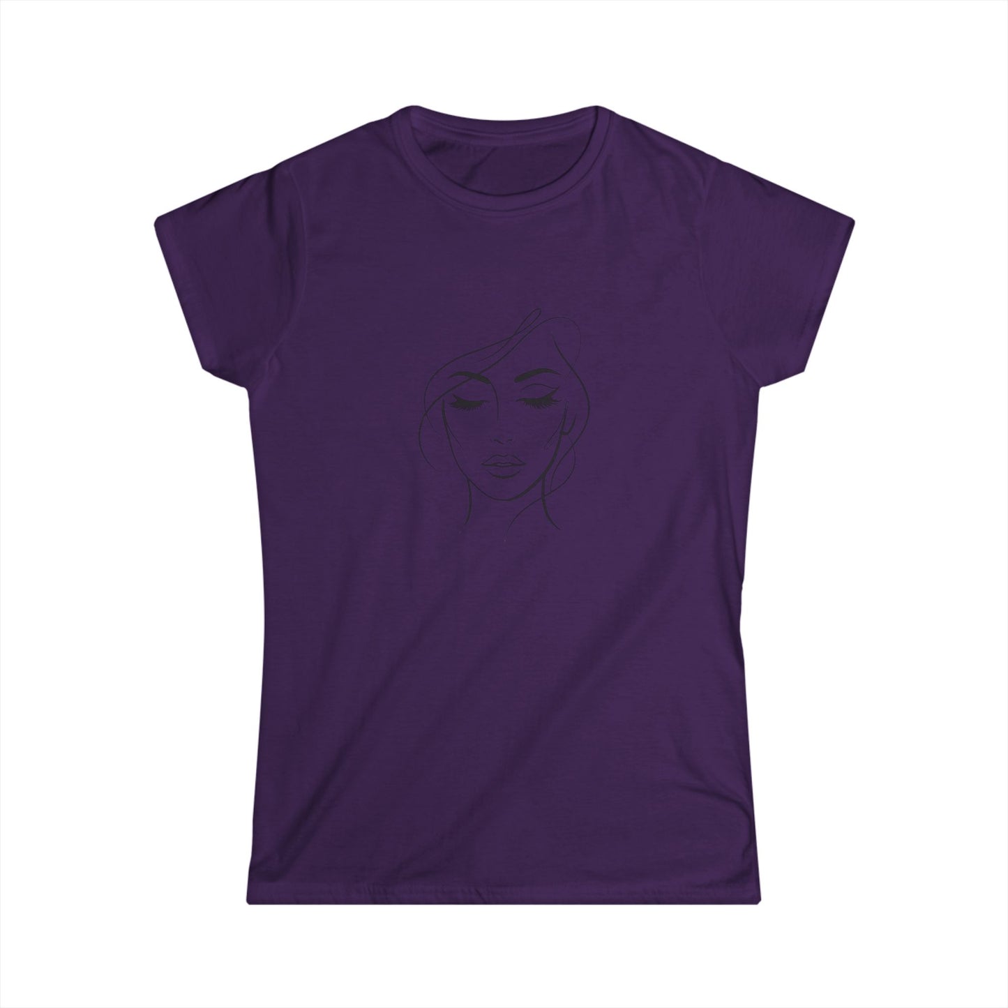 Minimal Line Art Woman Face Tee | Feminine Portrait Tricou Damă Softstyle Premium 100% Bumbac – Tricou Feminin Modern cu Design Elegant și Confort Premium