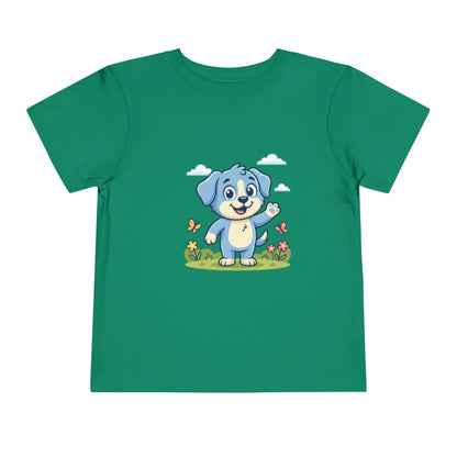 Blue Puppy Cartoon Toddler Tee | Cute Dog IllustrationTricou Personalizat Copii Bella Canvas® – 100% Bumbac Premium pentru Băieți și Fetițe 2T–5T | Tricou Personalizat Confortabil și Colorat