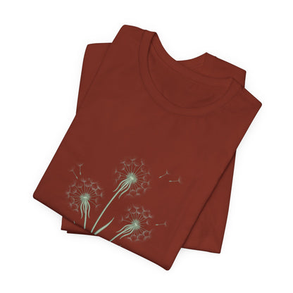 Dandelion Seed Trio Tee | Minimal Botanical Floral ShirtTricou Personalizat Păpădie Minimalistă | Bella Canvas® 3001 Bumbac Premium Unisex