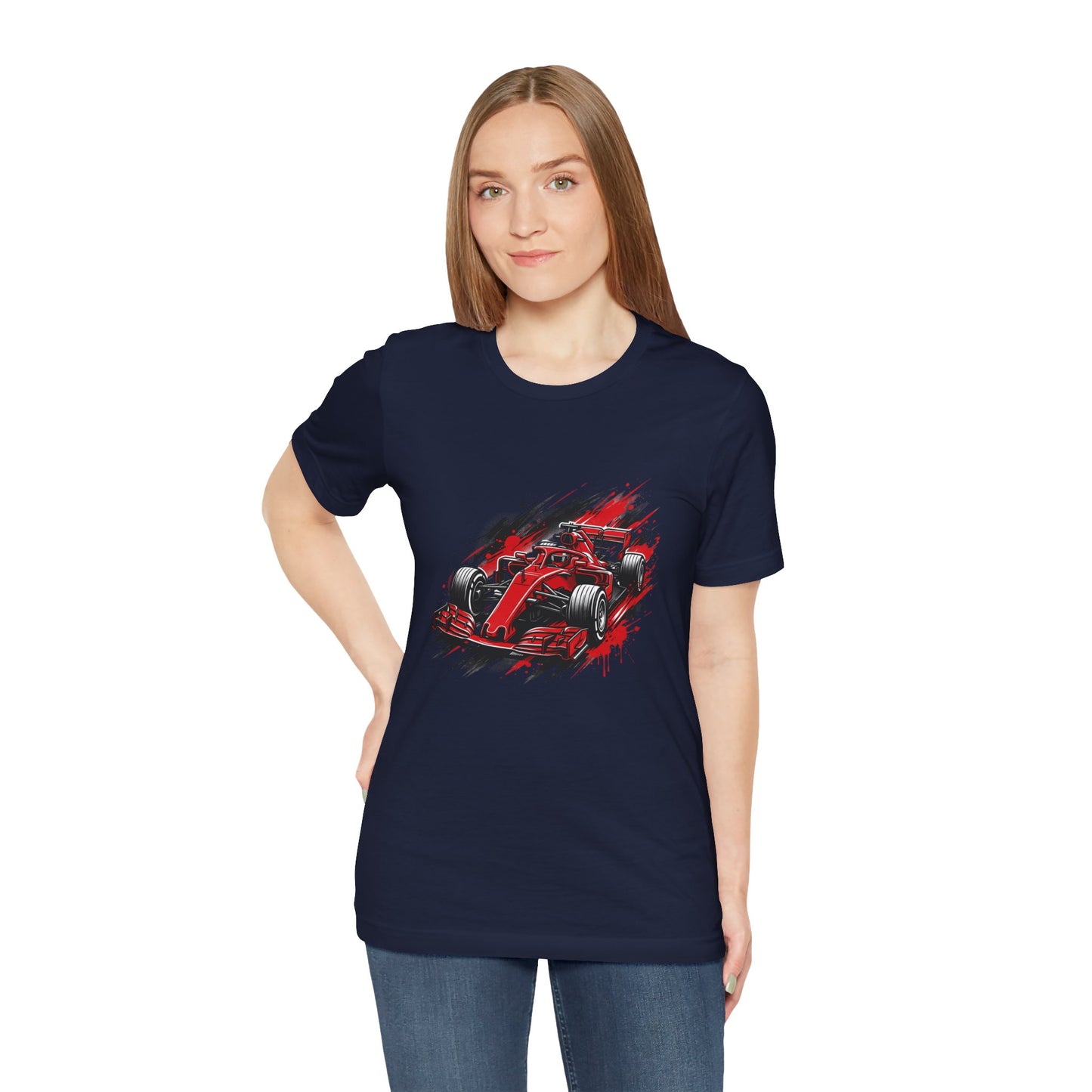Red Racing Formula Car tee | Race Car T-Tricou Personalizat Formula Racing Red Storm | Bella Canvas® 3001 100% Bumbac Premium Unisex